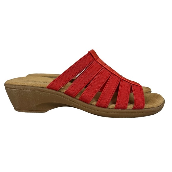 St. John's Bay‎ Izabel Red Strappy Slip On Sandals Size 7 - Picture 1 of 10